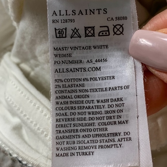 All Saints Mast Vintage White Skinny Jeans - Picture 8 of 14